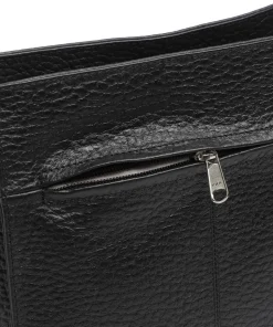 Hirsch Umhängetasche genarbtes Leder schwarz