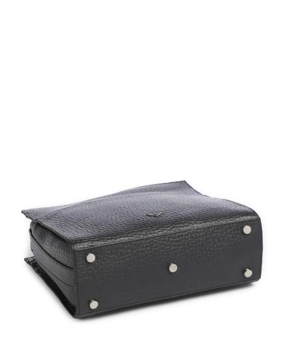 Hirsch Umhängetasche genarbtes Leder schwarz