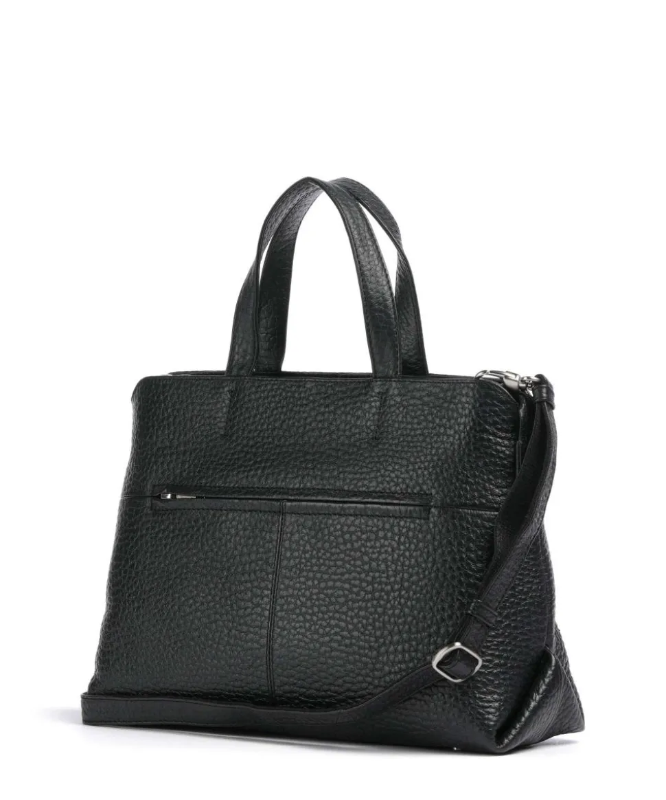 Hirsch Winona Handtasche genarbtes Leder schwarz