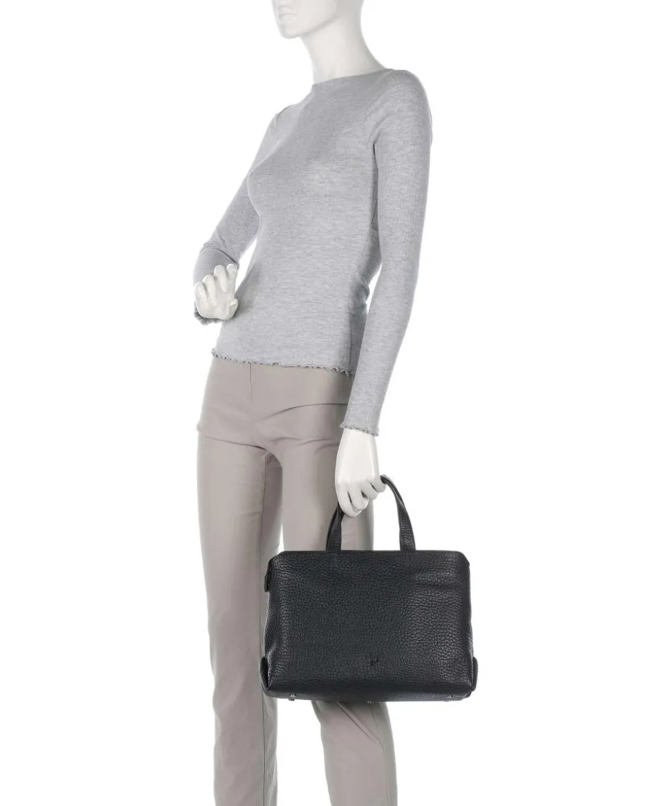 Hirsch Winona Handtasche genarbtes Leder schwarz