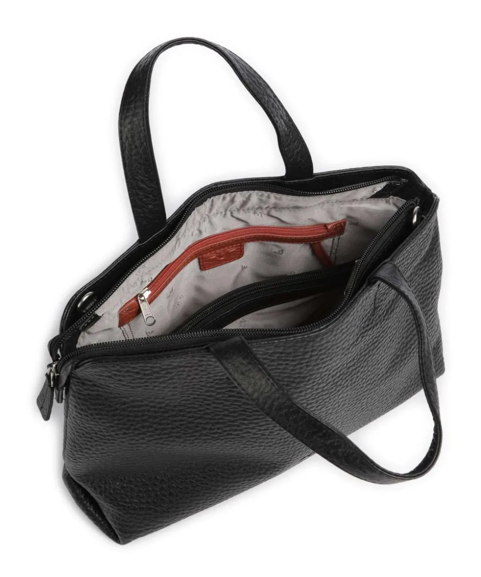 Hirsch Winona Handtasche genarbtes Leder schwarz