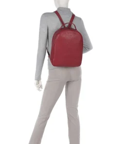 Hirsch Zamira Rucksack genarbtes Leder rot