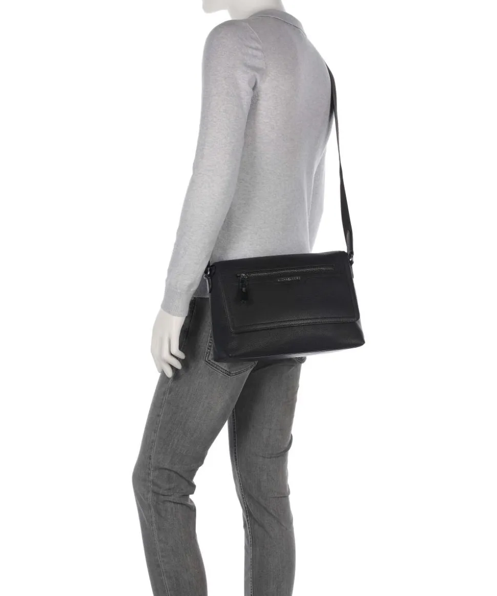 Hudson Umhängetasche genarbtes Rindsleder schwarz