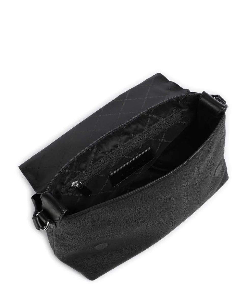 Hudson Umhängetasche genarbtes Rindsleder schwarz