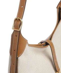 ID Collection Medium Beuteltasche Rindsleder, Canvas beige/braun