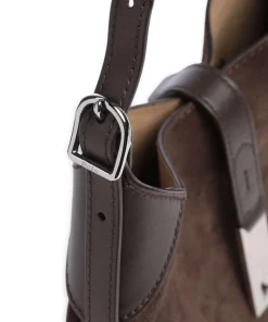 ID Collection Small Beuteltasche fein genarbtes Rindsleder, aufgerautes Rindsleder dunkelbraun