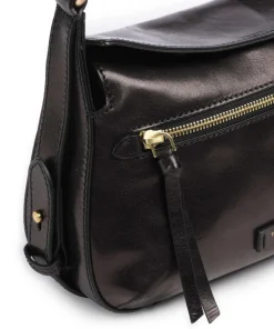 Ingrid Schultertasche fein genarbtes Rindsleder schwarz