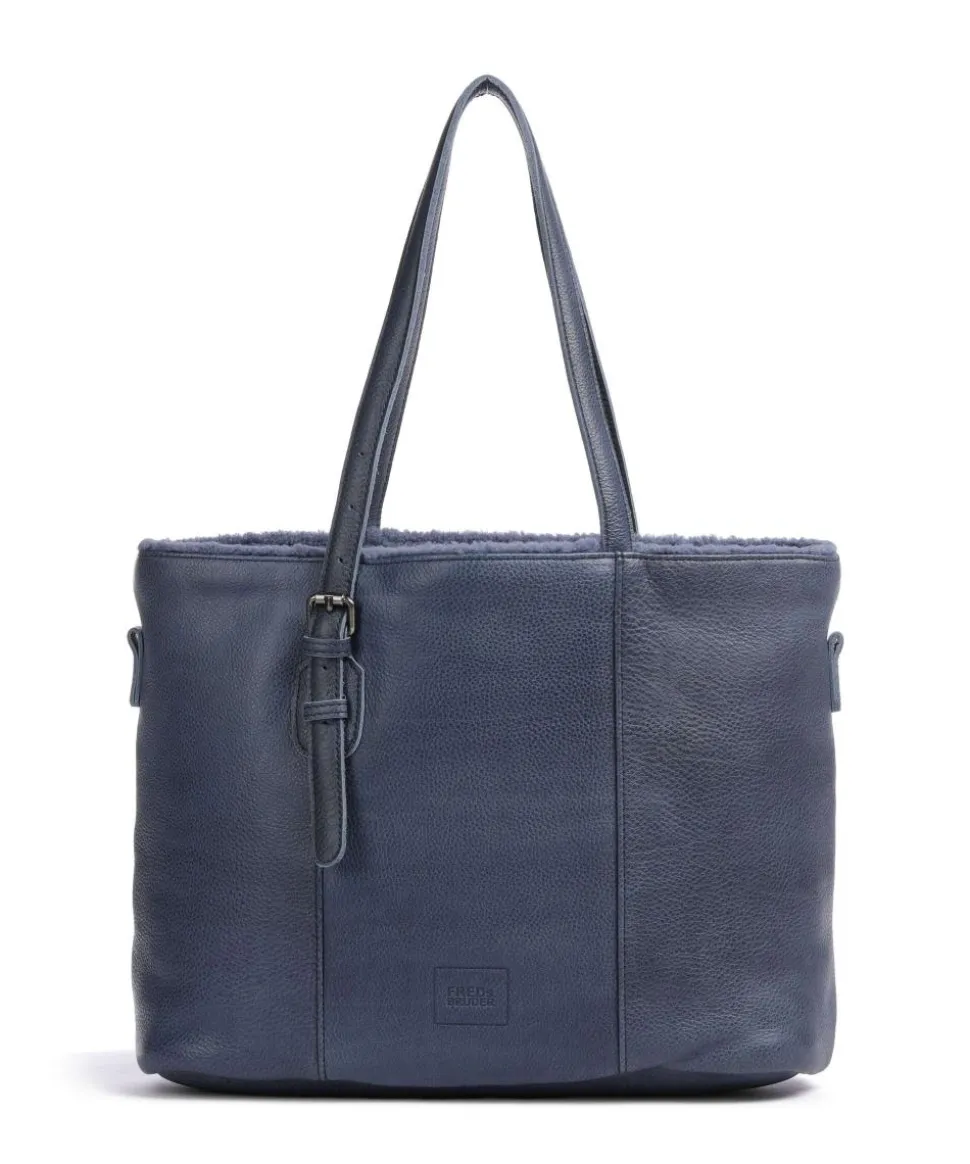 Inside Out Shopper genarbtes Leder dunkelblau