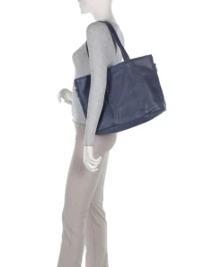 Inside Out Shopper genarbtes Leder dunkelblau