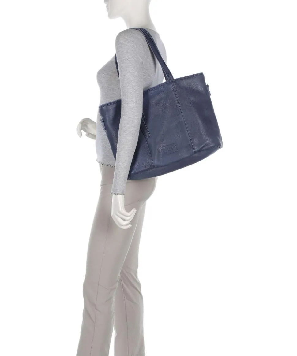 Inside Out Shopper genarbtes Leder dunkelblau