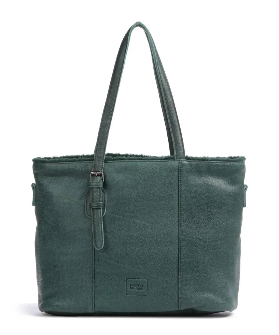 Inside Out Shopper genarbtes Leder dunkelgrün