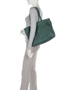 Inside Out Shopper genarbtes Leder dunkelgrün