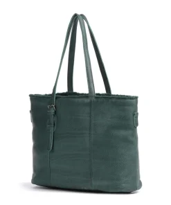 Inside Out Shopper genarbtes Leder dunkelgrün