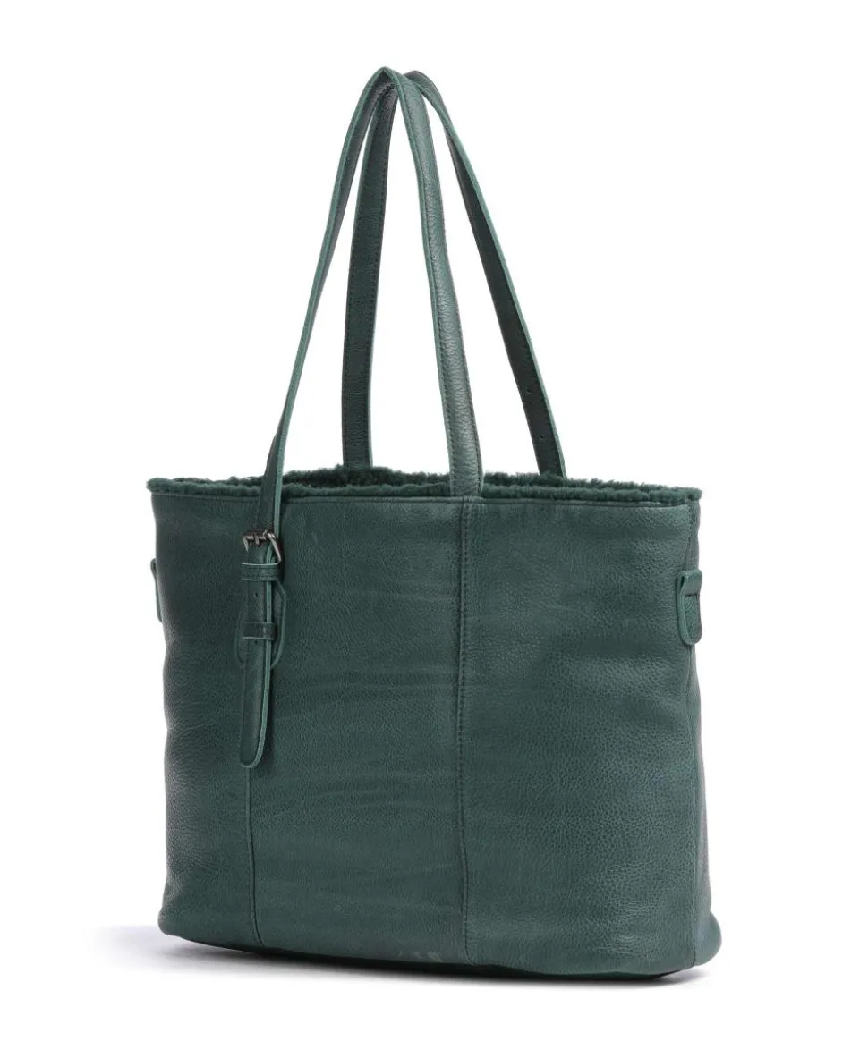Inside Out Shopper genarbtes Leder dunkelgrün