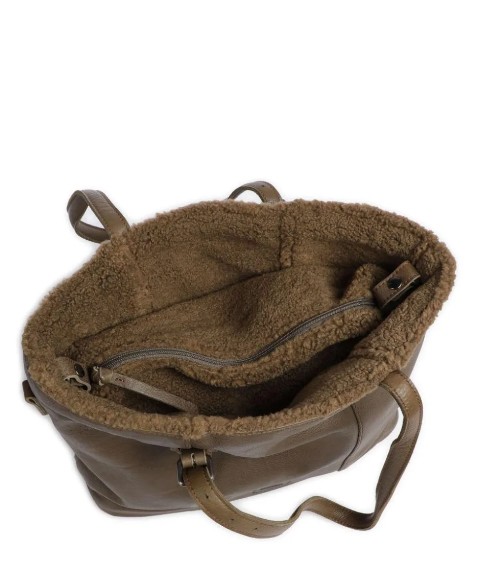 Inside Out Shopper genarbtes Leder olivgrün