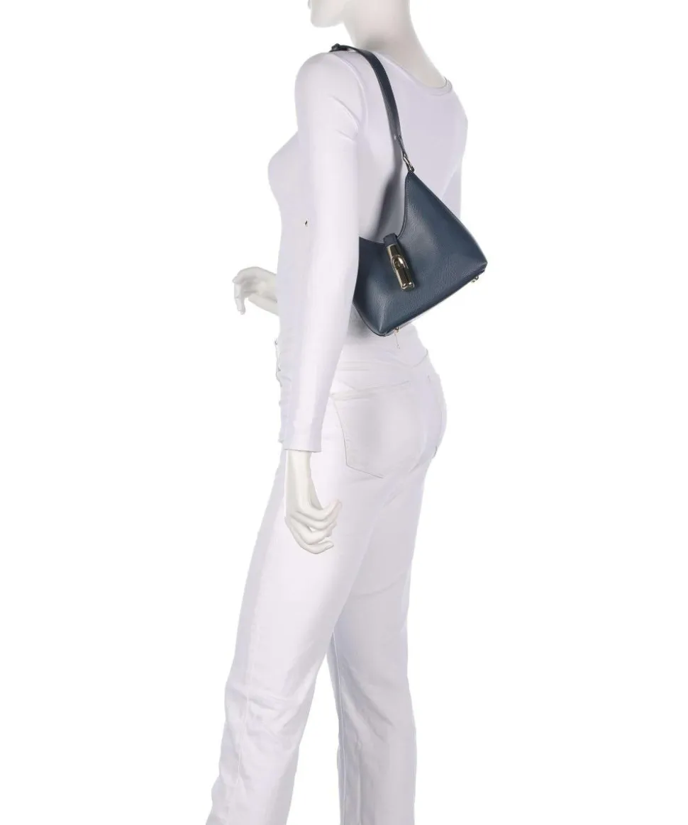 Iride Mini Schultertasche genarbtes Leder dunkelblau