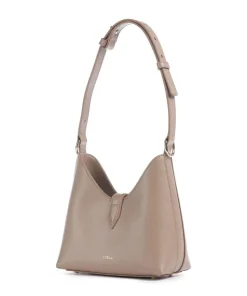 Iride Mini Schultertasche genarbtes Leder taupe
