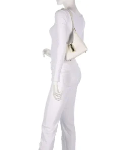 Iride Mini Schultertasche genarbtes Leder creme