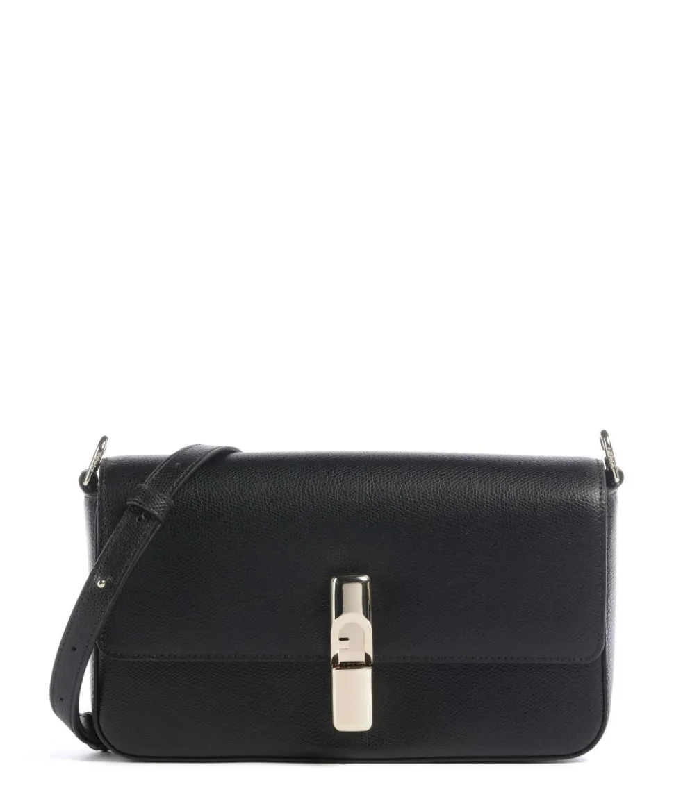 Iride S Umhängetasche genarbtes Leder schwarz