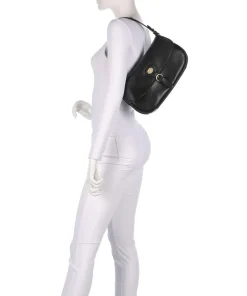 Isadora Schultertasche genarbtes Rindsleder schwarz