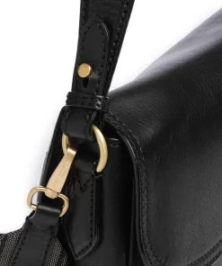 Isadora Schultertasche genarbtes Rindsleder schwarz