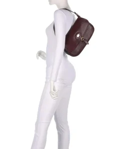 Isadora Schultertasche genarbtes Rindsleder dunkelrot