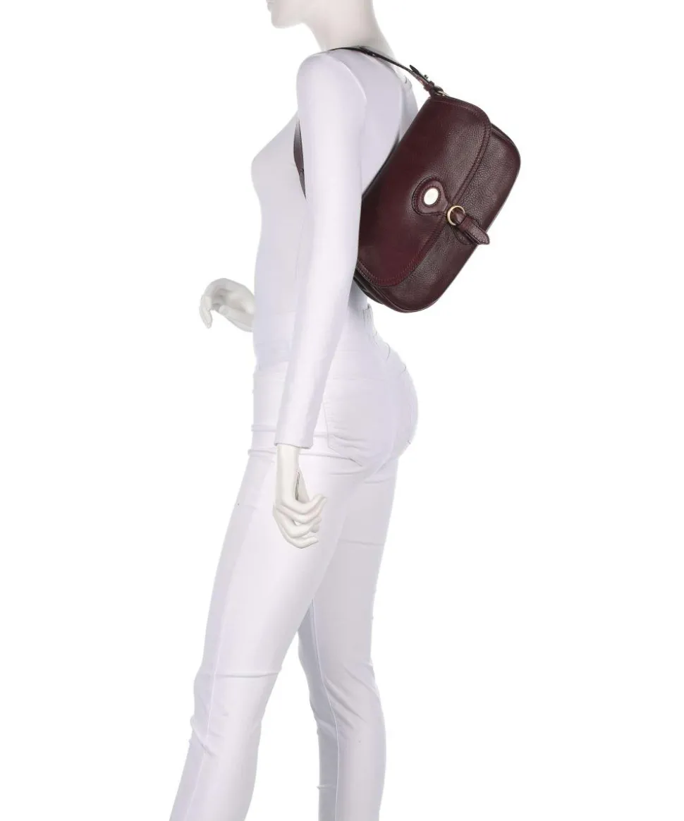 Isadora Schultertasche genarbtes Rindsleder dunkelrot