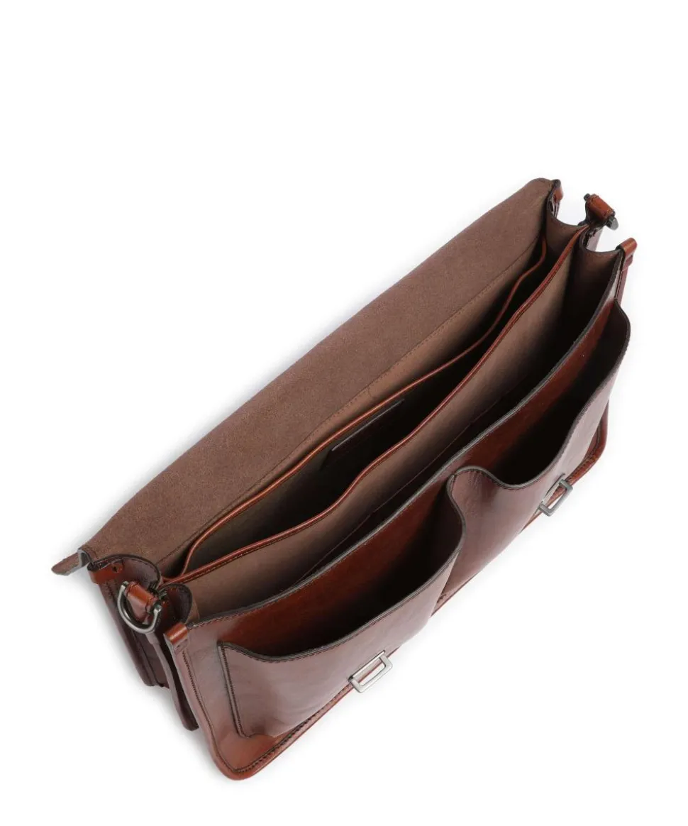 Isaia Aktentasche 14″ fein genarbtes Rindsleder braun