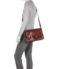 Isaia Kuriertasche fein genarbtes Rindsleder braun