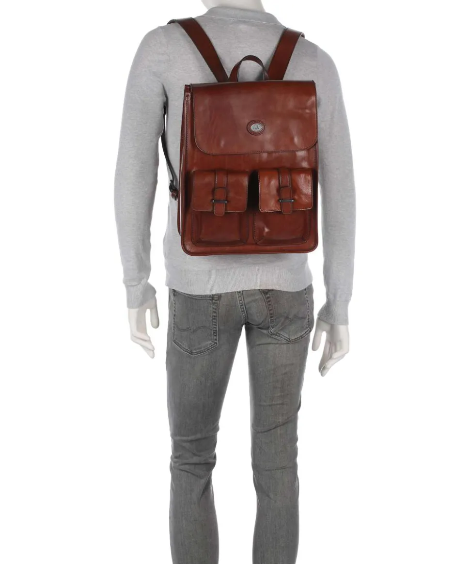 Isaia Rucksack 14″ fein genarbtes Rindsleder braun