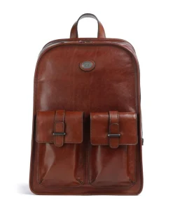 Isaia Rucksack 14″ genarbtes Rindsleder braun