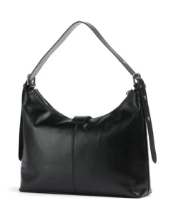 Italian Leather Rio Buckle Beuteltasche fein genarbtes Leder schwarz