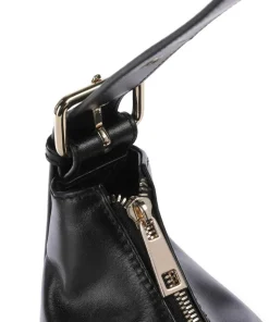 Italian Leather Rio Buckle Beuteltasche fein genarbtes Leder schwarz