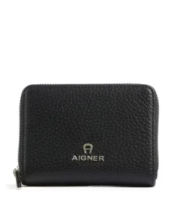 Ivy Geldbörse genarbtes Leder schwarz