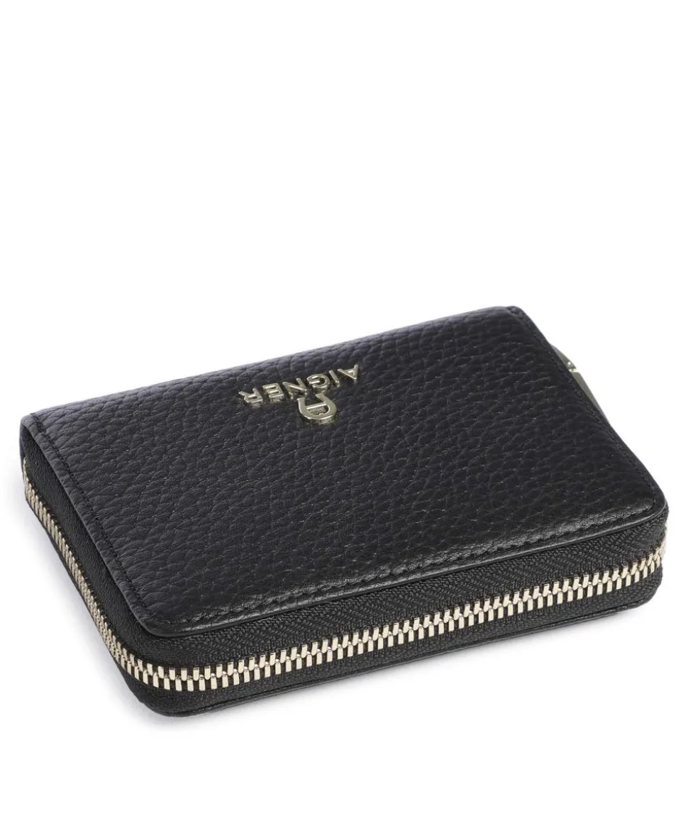 Ivy Geldbörse genarbtes Leder schwarz