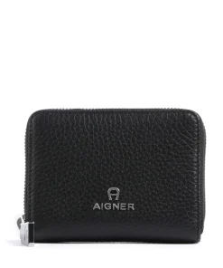 Ivy Geldbörse genarbtes Leder schwarz