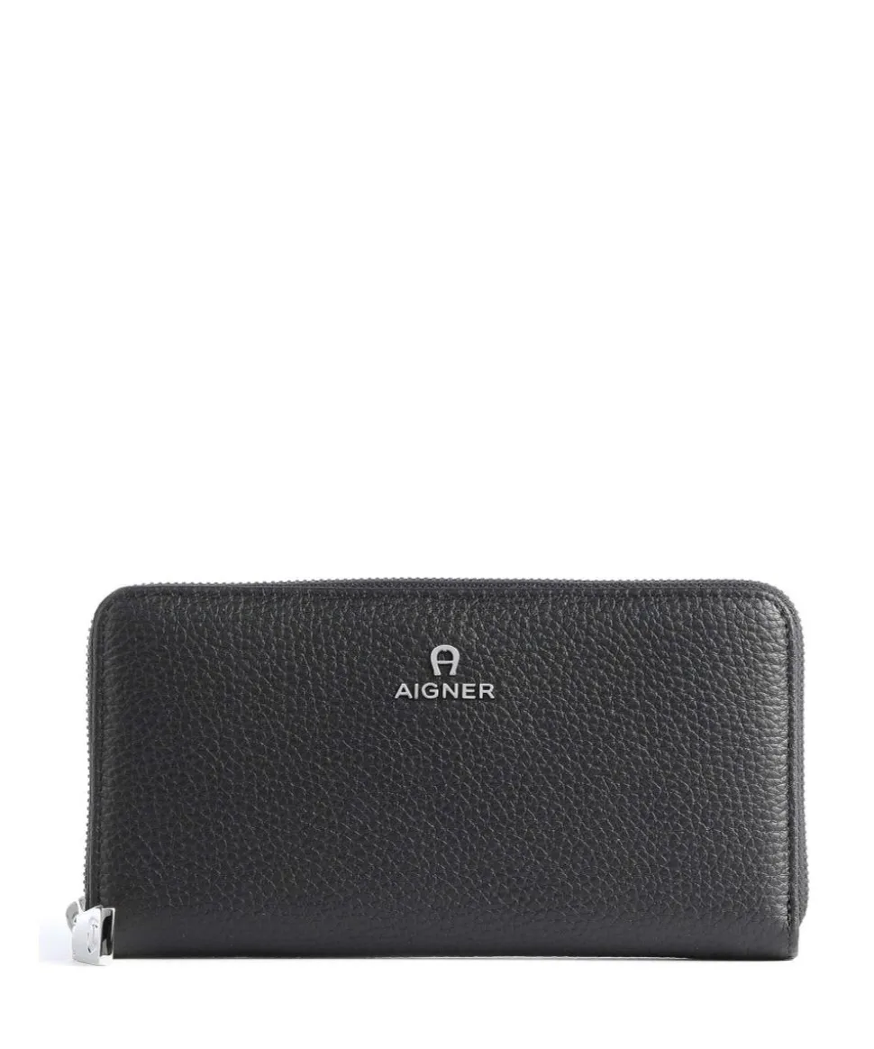 Ivy Geldbörse genarbtes Rindsleder schwarz