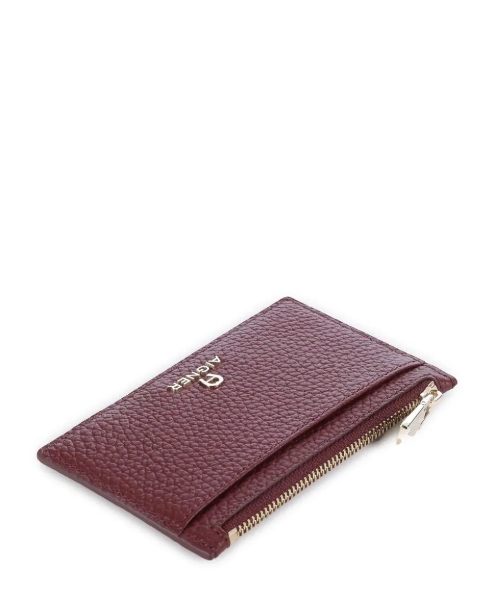 Ivy Kreditkartenetui genarbtes Rindsleder dunkelrot