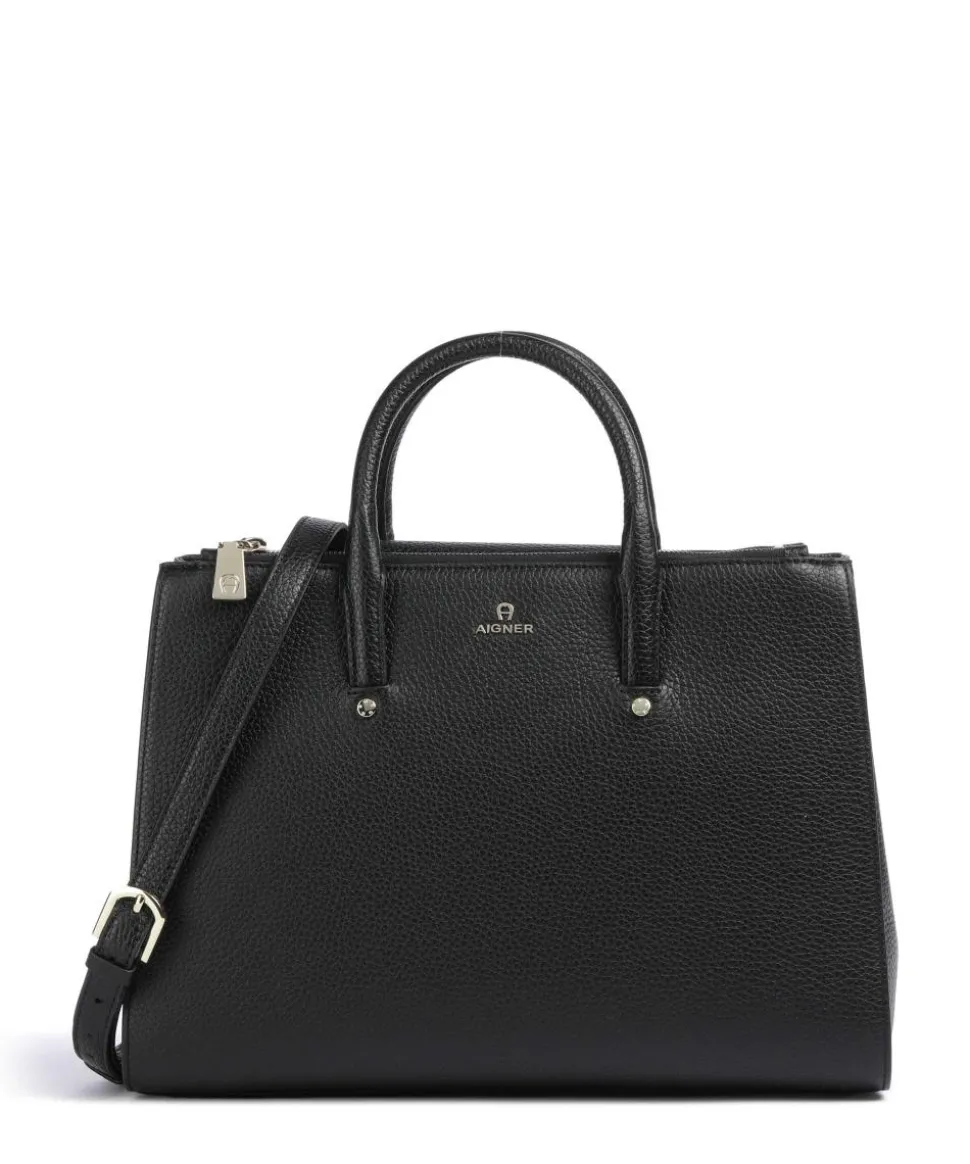 Ivy L Handtasche genarbtes Rindsleder schwarz