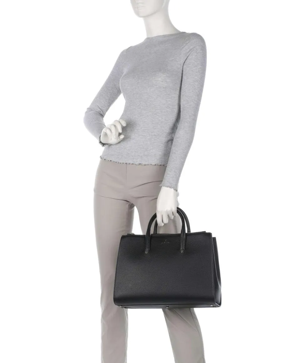 Ivy L Handtasche genarbtes Rindsleder schwarz