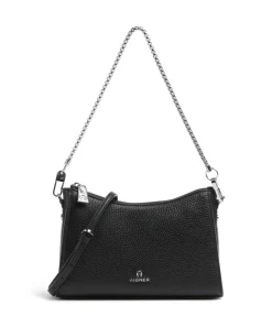 Ivy S Schultertasche genarbtes Rindsleder schwarz