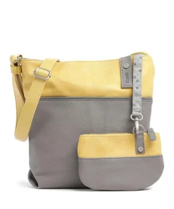 Jana J10 Schultertasche Lederimitat grau/gelb