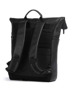 Jasper Anton Rolltop Rucksack 14″ genarbtes Leder schwarz