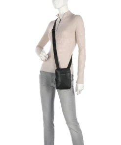 Jasper Jacob Umhängetasche genarbtes Leder schwarz