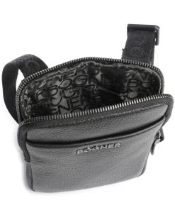 Jasper Jacob Umhängetasche genarbtes Leder schwarz