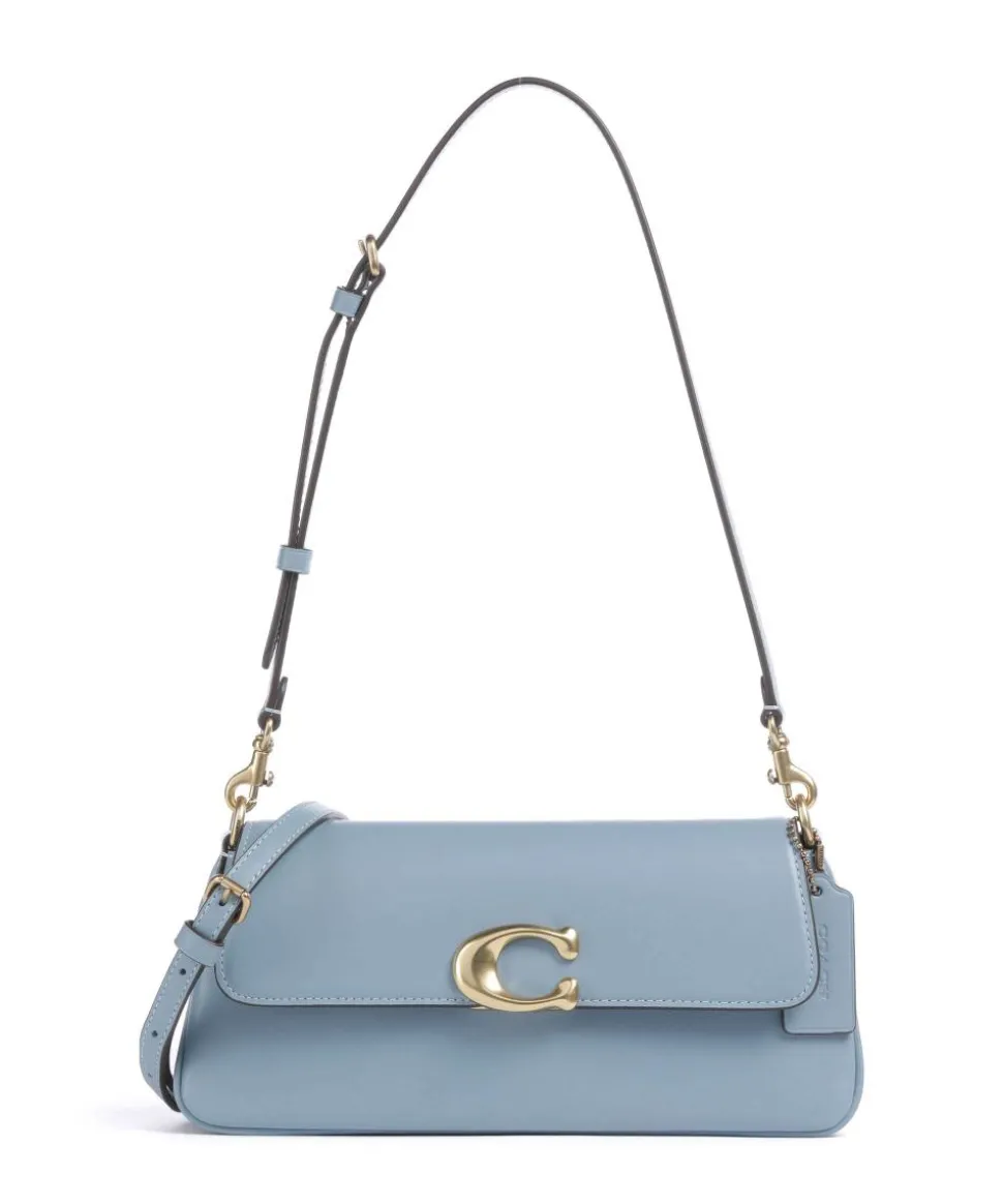 Jet Schultertasche fein genarbtes Rindsleder blaugrau