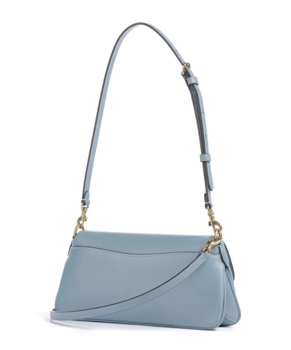 Jet Schultertasche fein genarbtes Rindsleder blaugrau