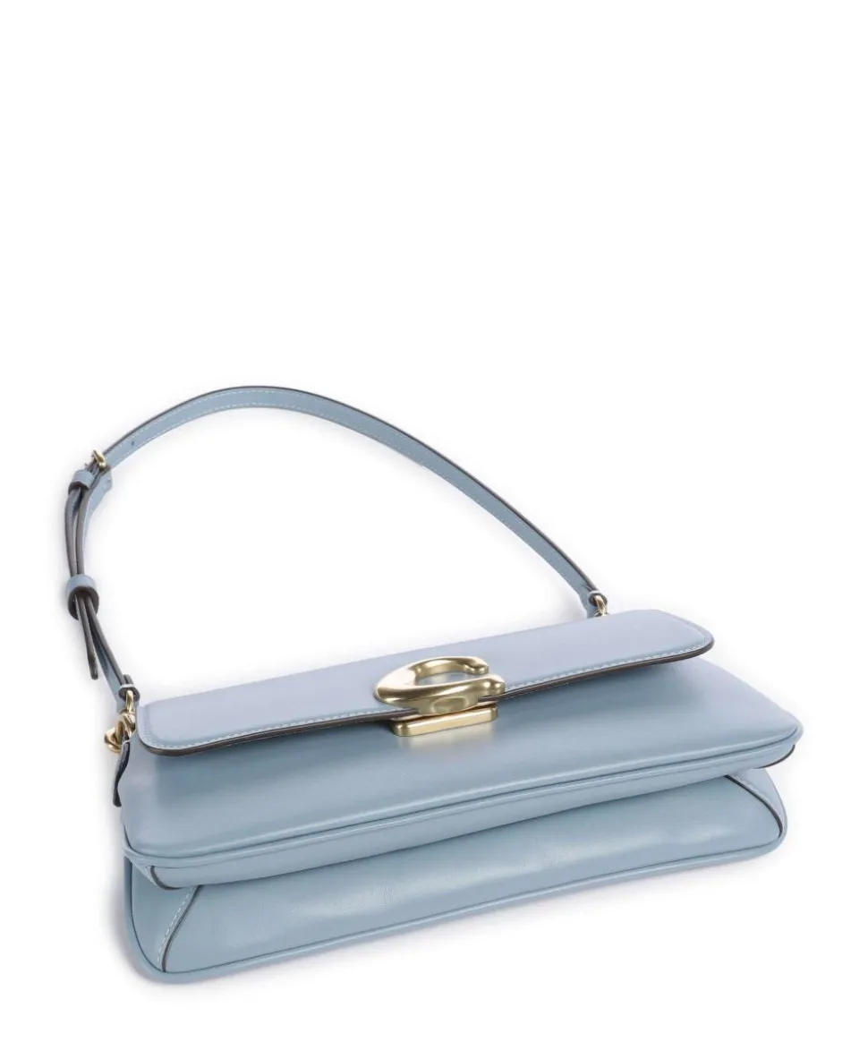 Jet Schultertasche fein genarbtes Rindsleder blaugrau