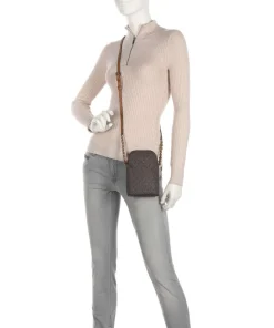 Jet Set Charm Handytasche Canvas dunkelbraun