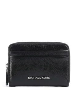 Jet Set Geldbörse genarbtes Leder schwarz